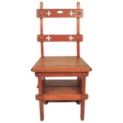 Antique Gothic Revival Metamorphic Chair and Step Ladder