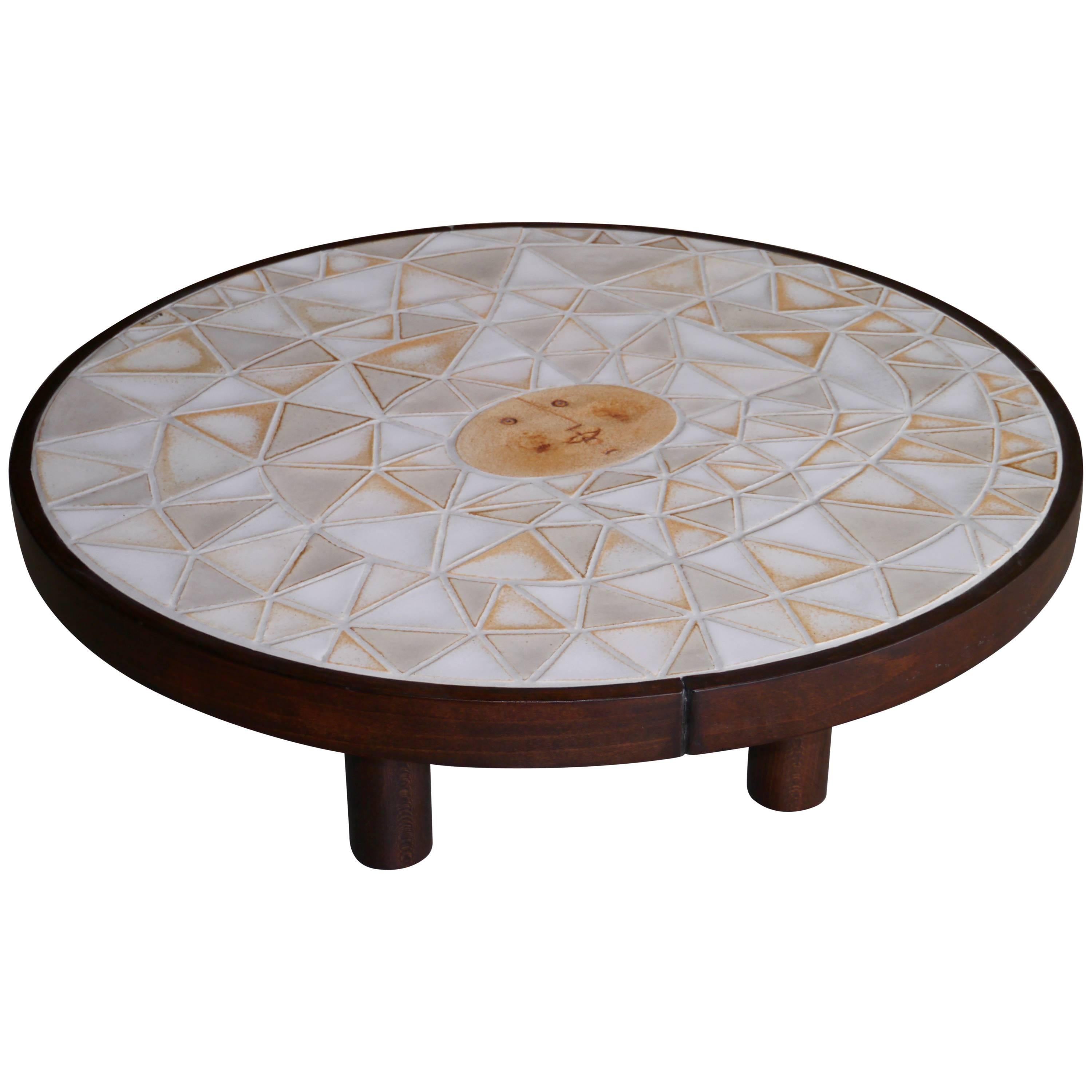 Roger Capron - Exceptional Round Low Table - Vallauris France c. 1980 For Sale