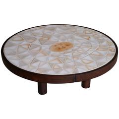 Roger Capron - Exceptional Round Low Table - Vallauris France c. 1980