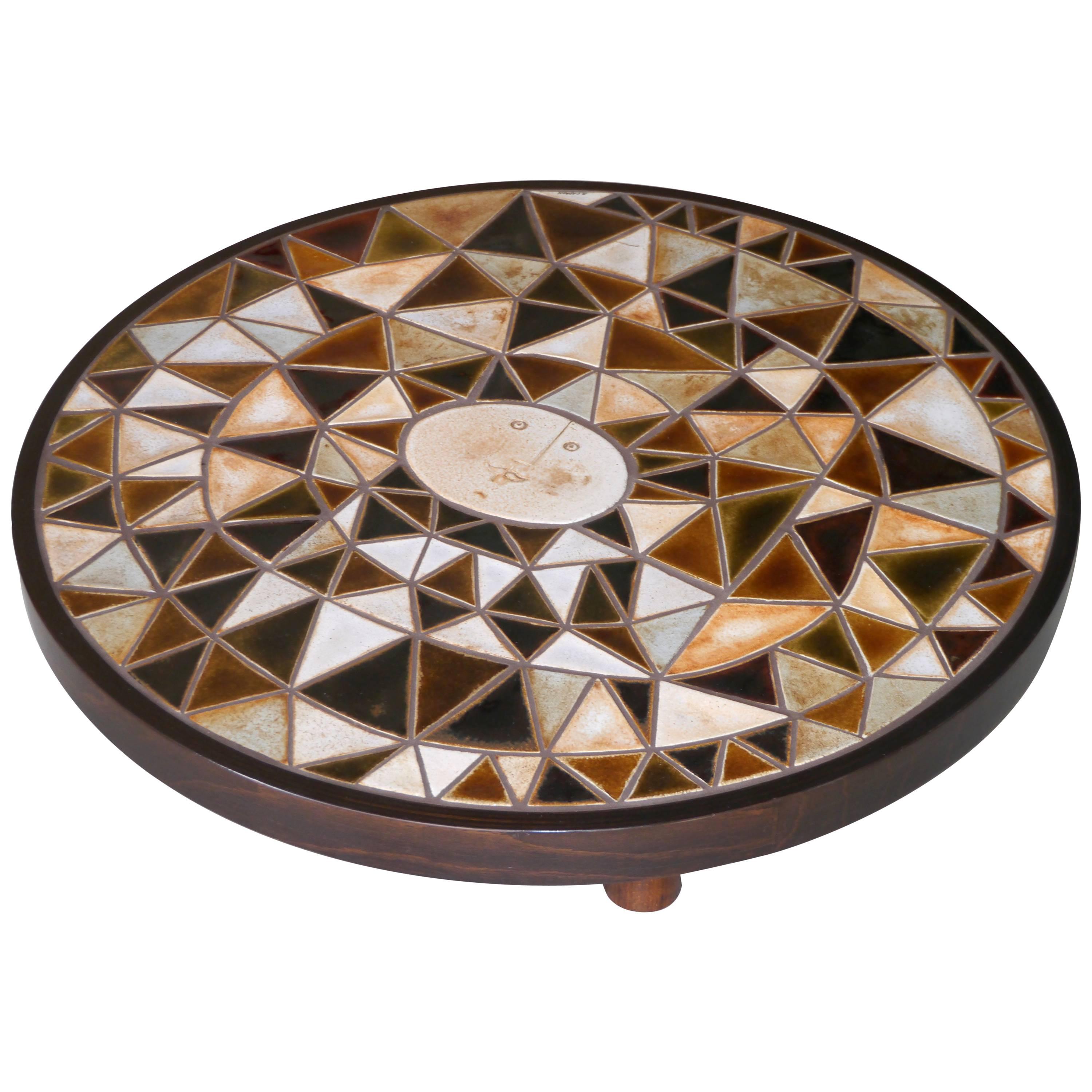 Roger Capron - Exceptional Round Low Table - Vallauris France c. 1980 For Sale