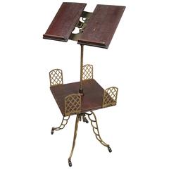 Antique Adjustable Bookstand with Iron Base and Bookshelf 2