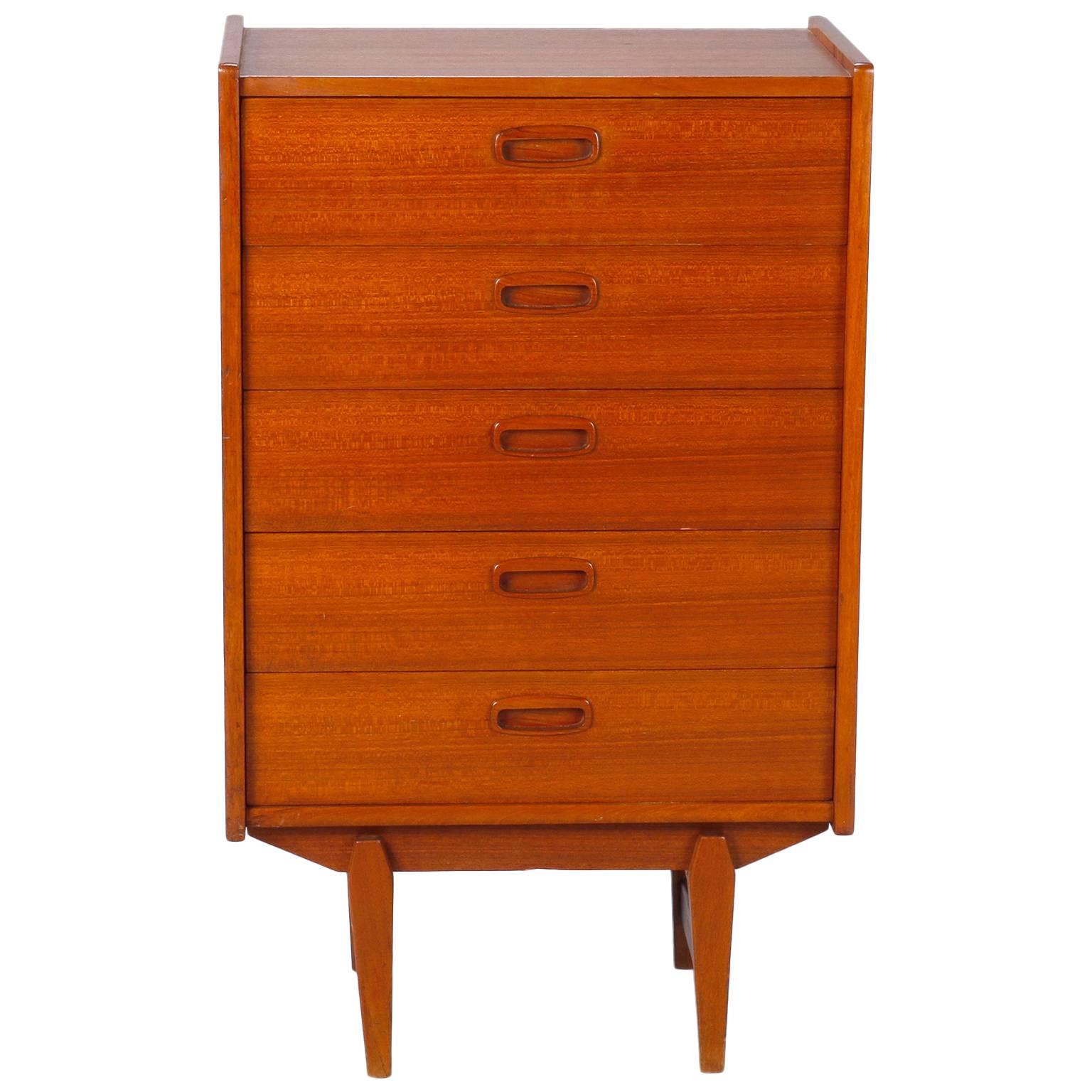 Small Midcentury Walnut Chest on Tapered Legs