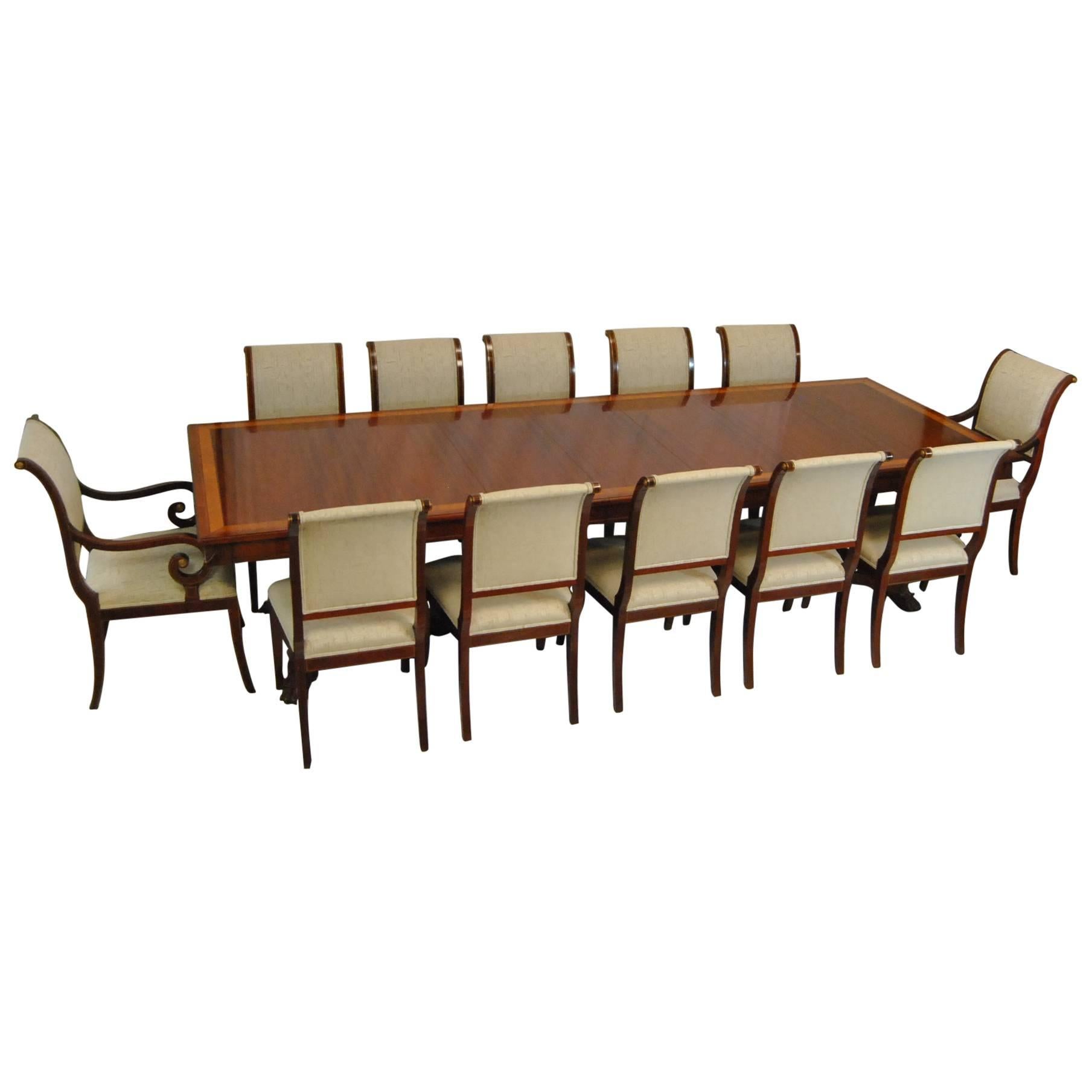 Mahogany Dining Table and 12 Chairs by Kindel, Neoclassic Collection