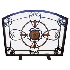 French Art Deco Wrought Iron Fireplace Screen By Szabo, Circa. 1925
