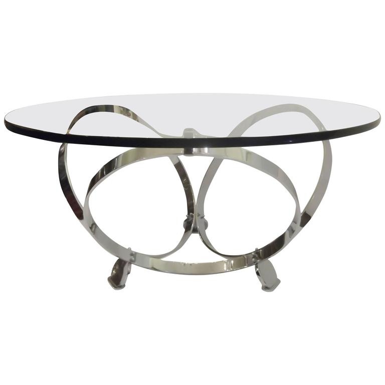 Mid Century Knut Hesterberg thee ring chrome coffee table