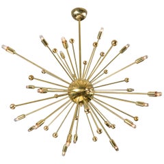 Italian Midcentury Style Brass Sputnik Chandelier