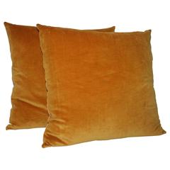Pair of Sunrise Orange Velvet Pillows