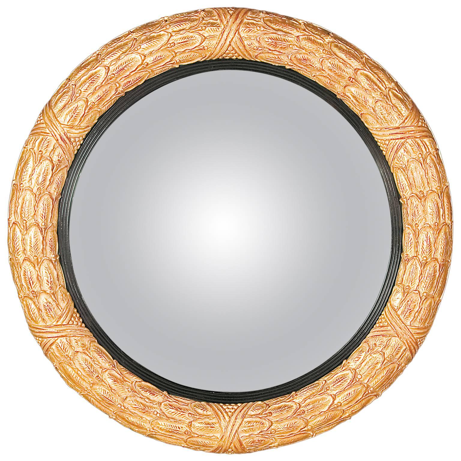 Laurel Convex Mirror in the Regency manner For Sale