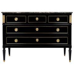 Louis XVI Marble-Top Ebonized Chest of Drawers
