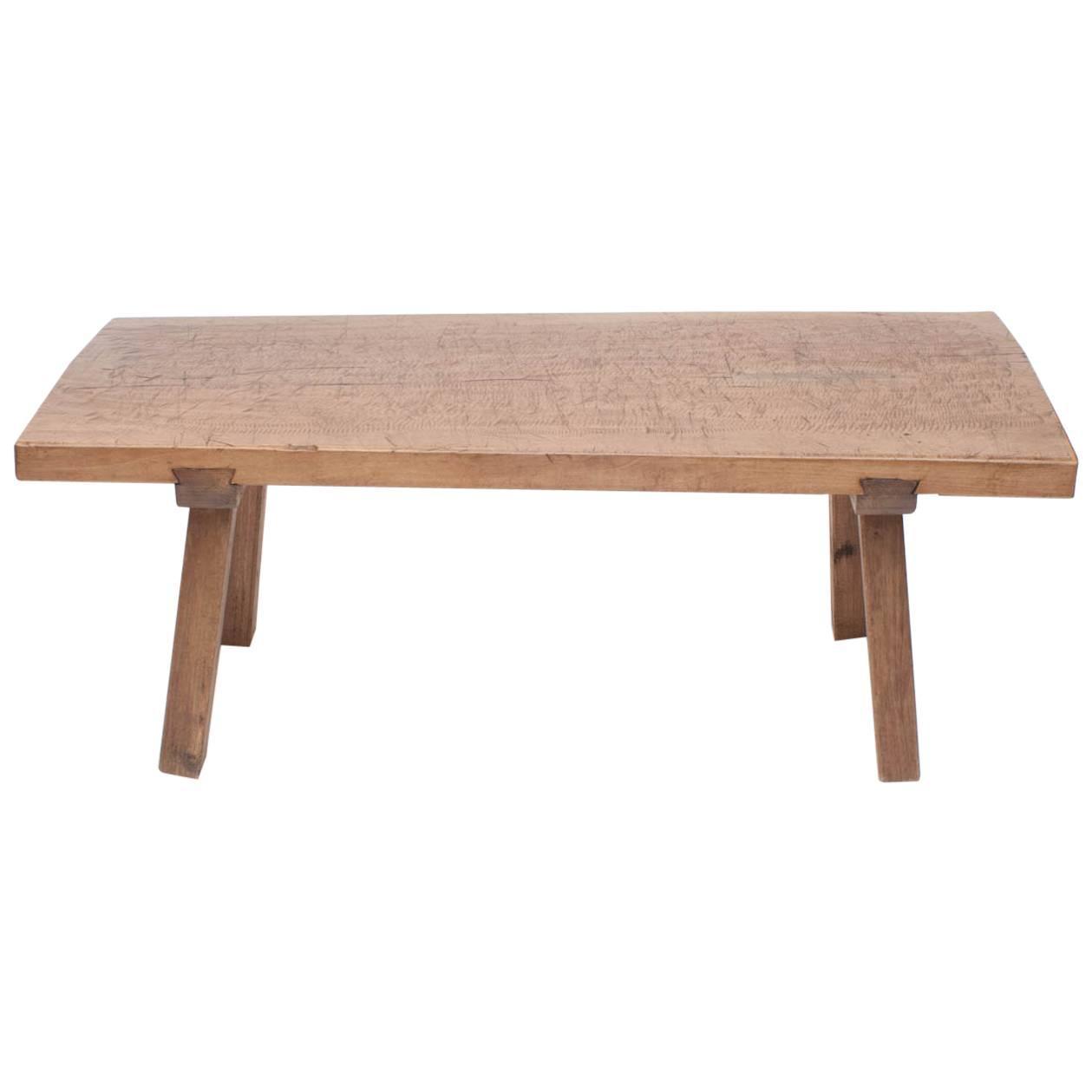 Oak Pig Bench Coffee Table For Sale at 1stdibs