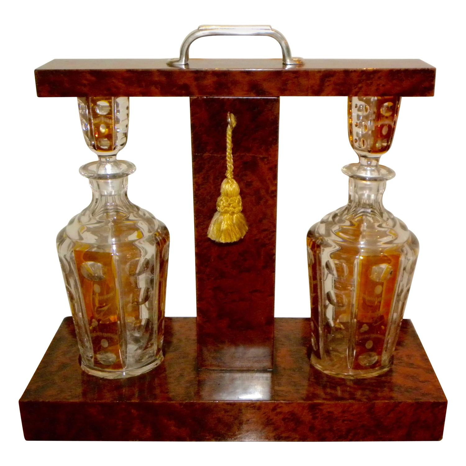 Art Deco Tantalus Set with Cut Crystal Decanters For Sale at 1stdibs