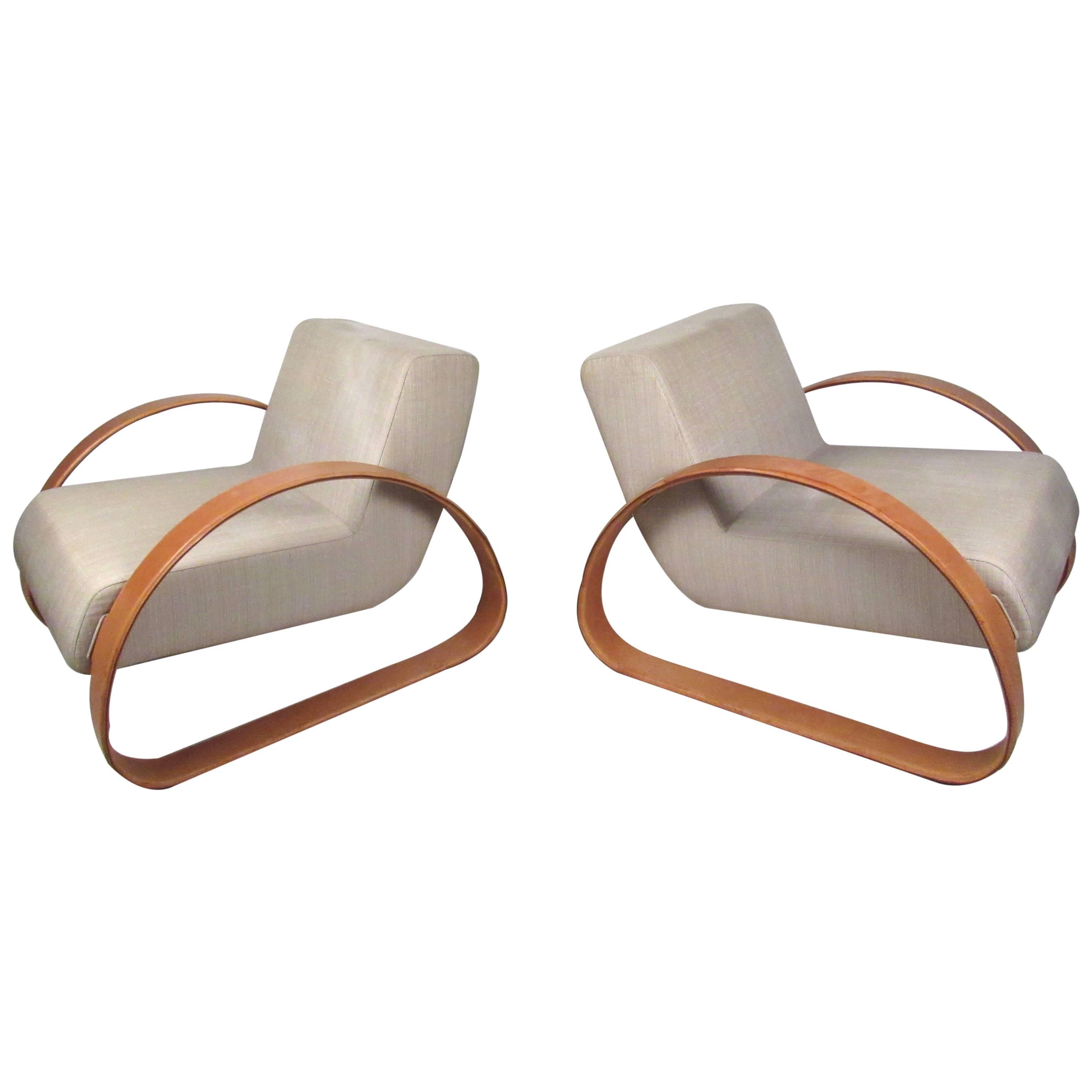 Pair of Modern Italian Lounge Chairs by Armani Casa