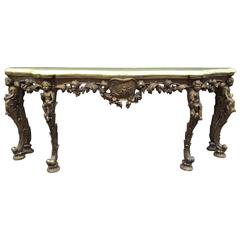 19th Century Italian Carved Wood Marble-Top Console w/ Puttis 10