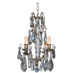 Antique Beautiful Small French 1920 Crystal Chandelier