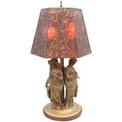 Early 20th Century Bronze Table Lamp with Three Muses