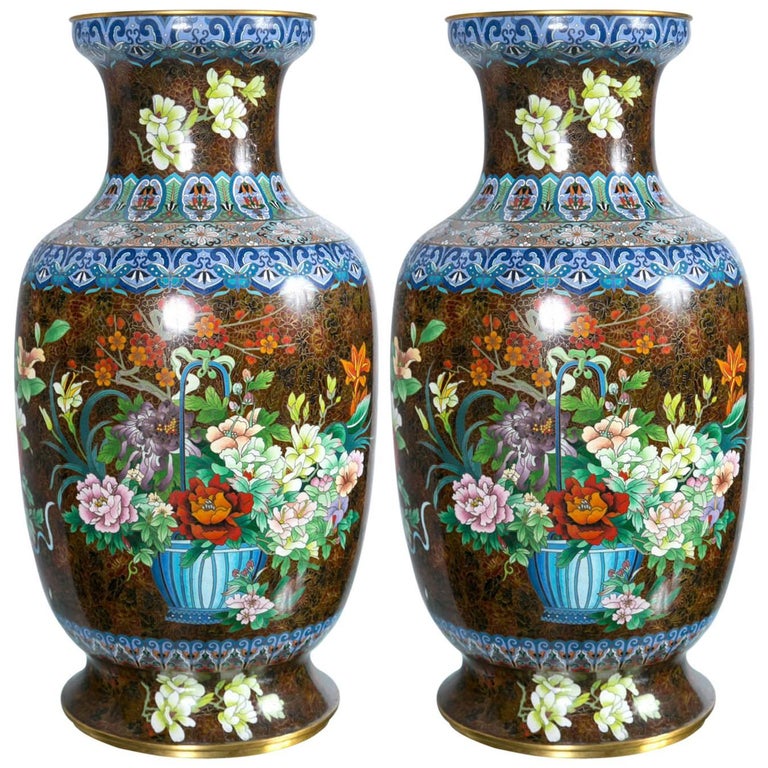 Pair Of Chinese Cloisonne Vases For Sale At 1stdibs
