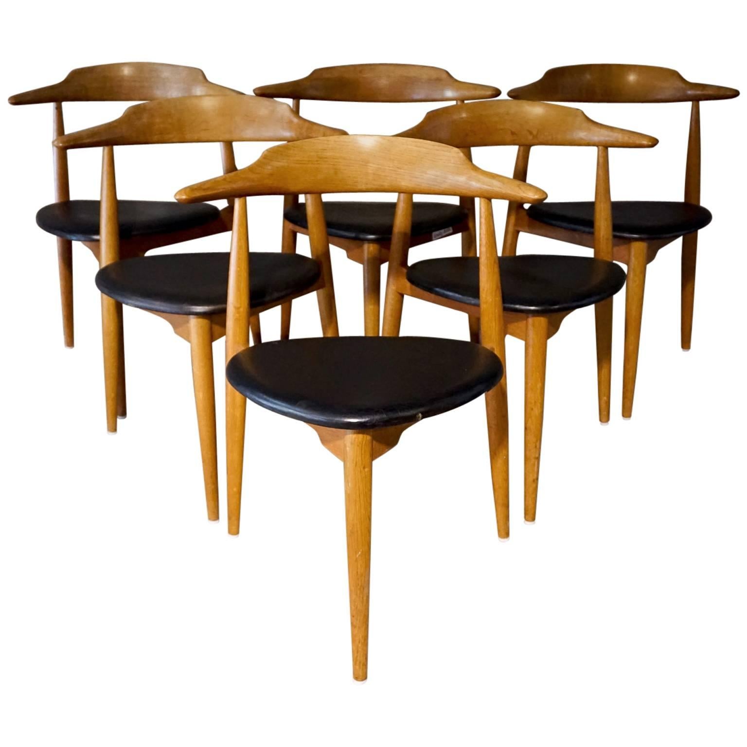 Set of Six Hans Wegner Chairs Model "The Heart" Chair