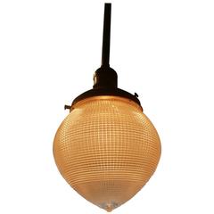 Early Crosshatched Holophane Teardrop Industrial Pendant Light 1