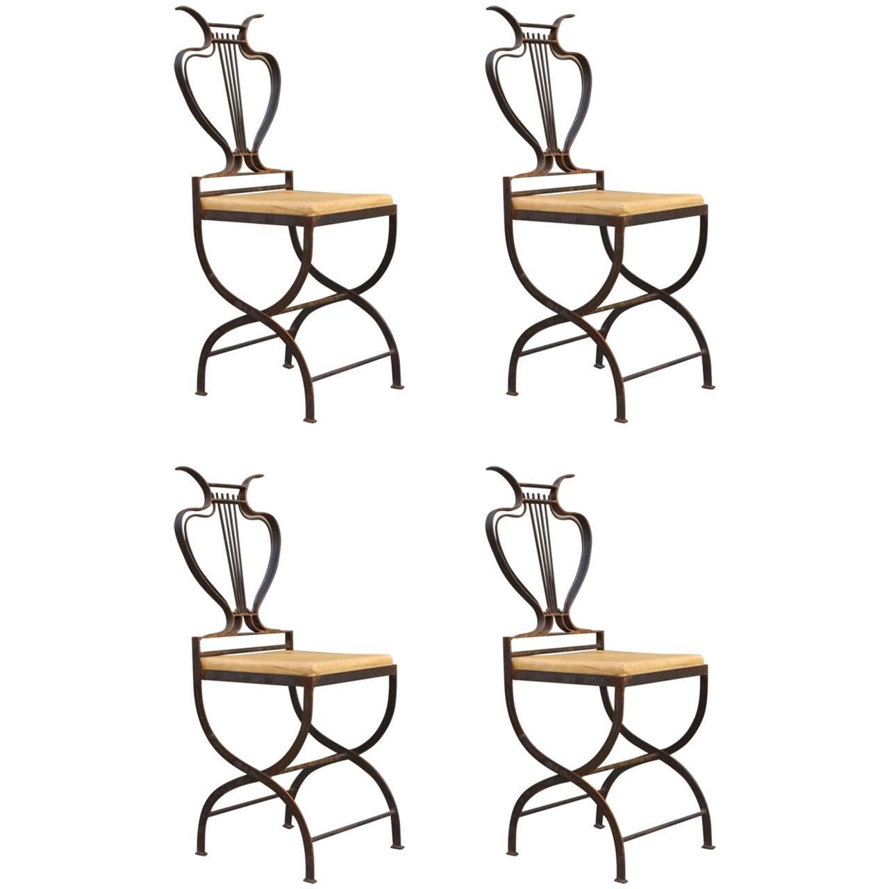 Four Wrought Iron Veranda Chairs by Elvira Salame at 1stDibs