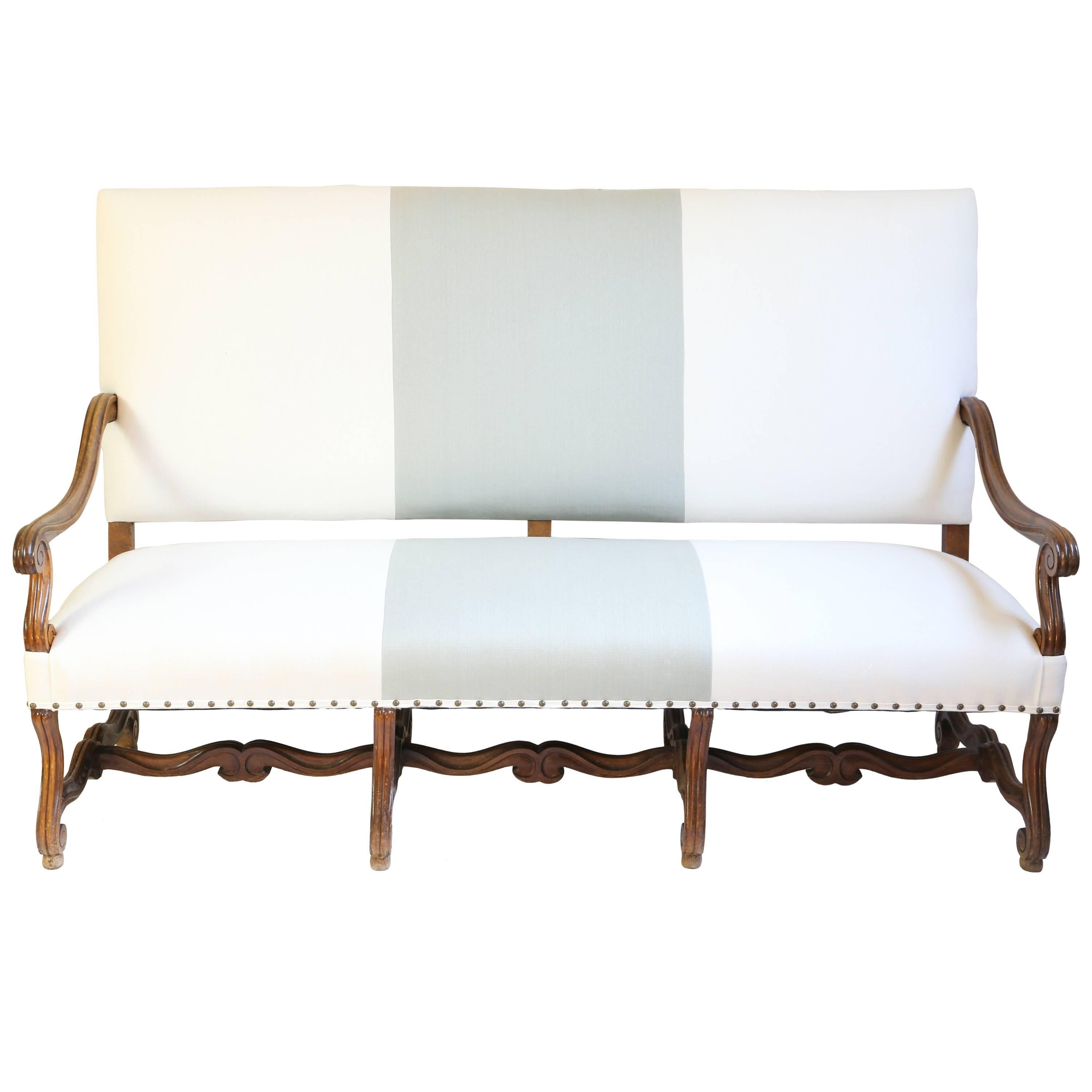 Late 19th Century Louis XIV Style Sofa in Linen