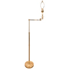 Midcentury Brass Adjustable Floor Lamp with Articulated Arm