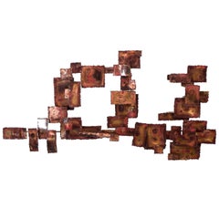 A Curtis Jere Style Abstract Brutalist Copper Wall Sculpture