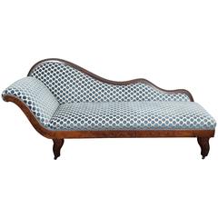 A 19th Century Chaise Lounge in Velvet Dotted Fabric
