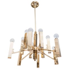 A Gaetano Sciolari Twelve-Arm Brass Chandelier
