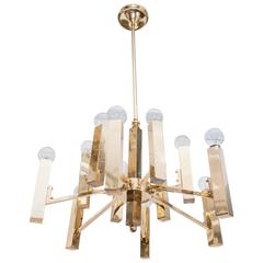 A Gaetano Sciolari Twelve-Arm Brass Chandelier 5