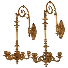 Pair of Doré Bronze Hanging Candle Sconces