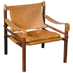 Arne Norell Rosewood and Leather Safari Chair