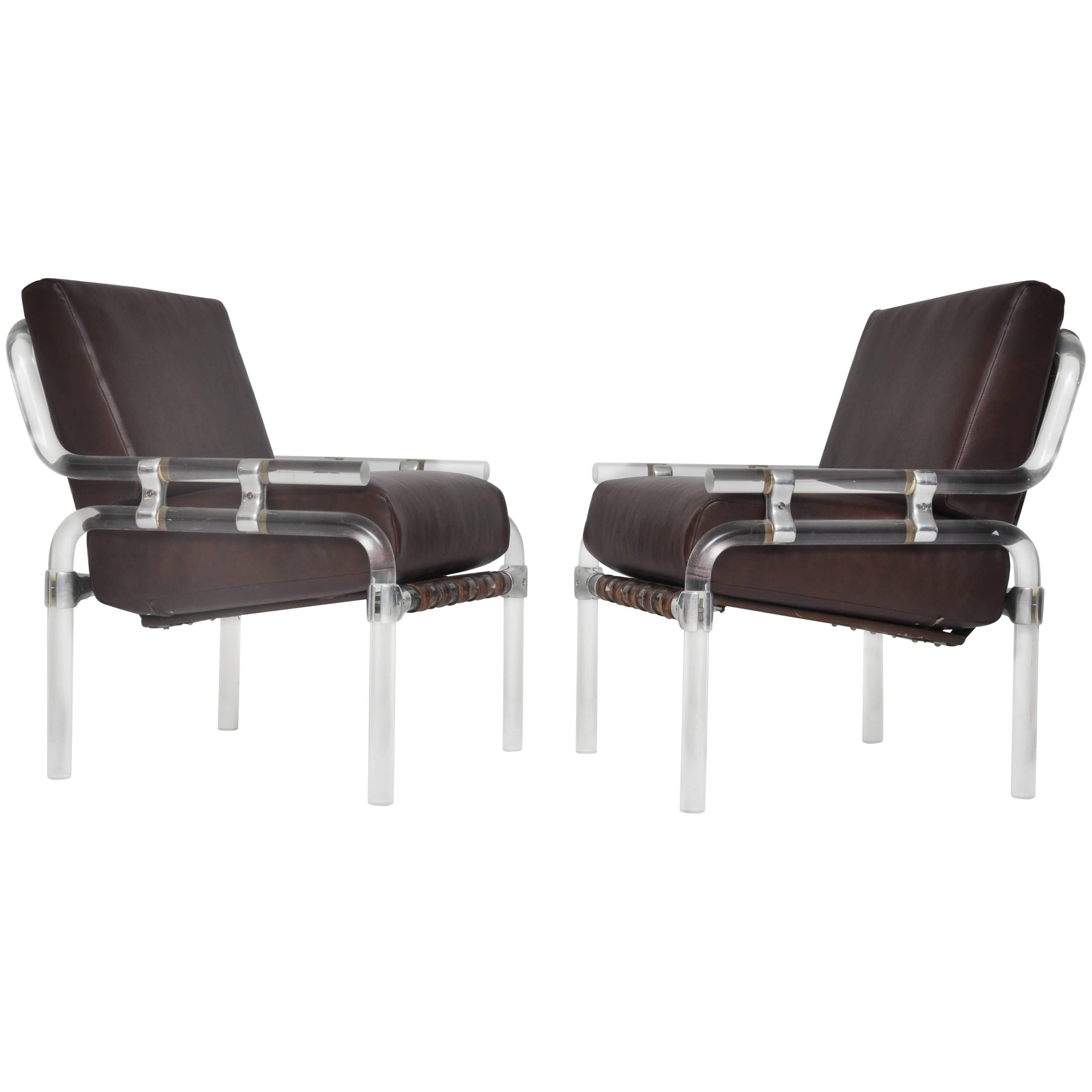Lucite Pair of "1000 Pipe Line Series Chairs" by Jeff Messerschmidt