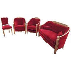 French Art Deco Settee and Chairs by Paul Follot