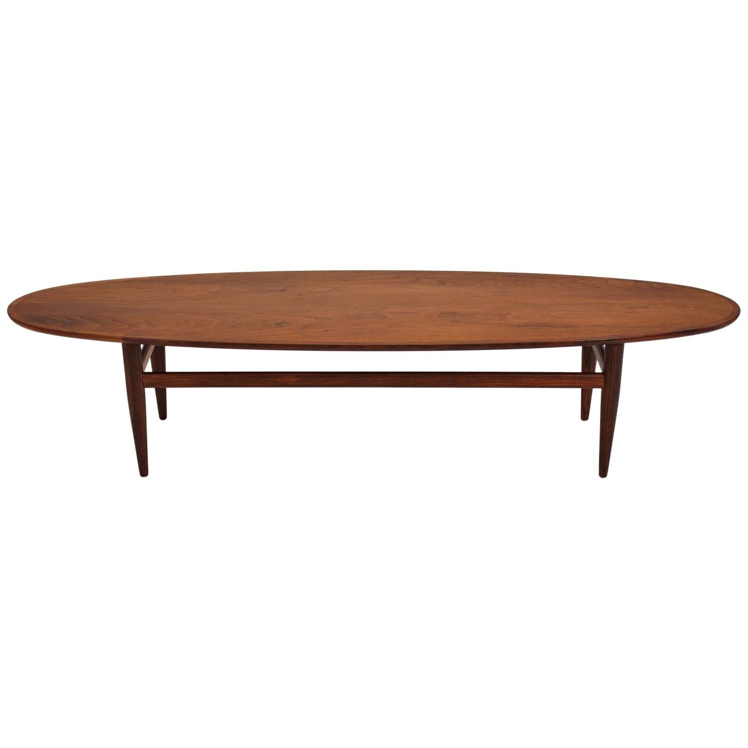 Henredon Modernist Surfboard Walnut Coffee Table
