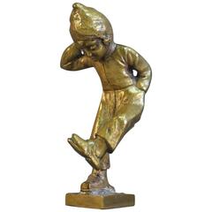 Antique Art Nouveau wax sign of bronze, Dutch boy, signed Berk. 1900 - 1920