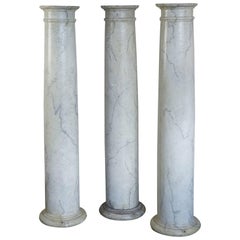 Antique 1920 Faux Marble Painted Wooden Columns