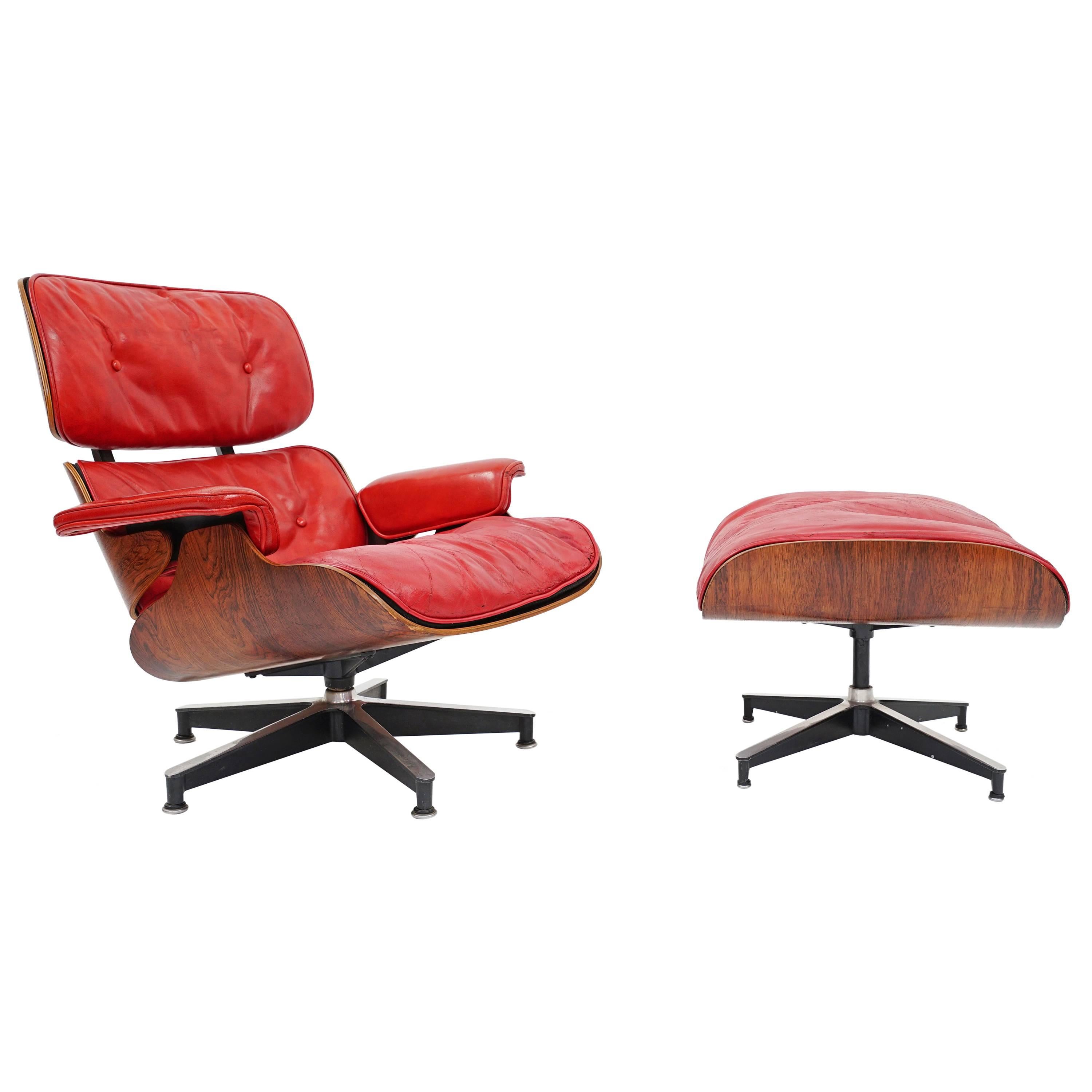 Rare "Pepsi Red" Eames Lounge Chair by Herman Miller for Pepsi Co