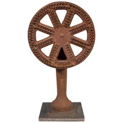 Vintage Industrial Decorative Iron Wheel Sculpture