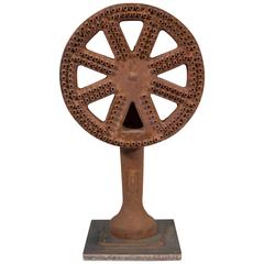 Vintage Industrial Decorative Iron Wheel Sculpture 4