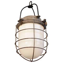 Vintage Industrial Pendant Light with Glass Globe