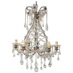 1940 French Maison Bagues Style Beaded Murano Drops Chandelier