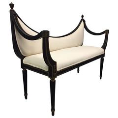 French Jansen Style Upholstered Bench