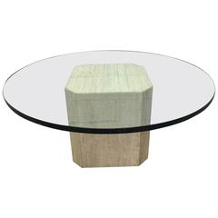 Italian Travertine and Glass-Top Coffee Table 3