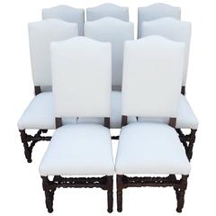Set of Eight Louis XIII Style Dining Chairs