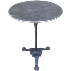 Polished Steel Bistro Table with Cast Iron Base