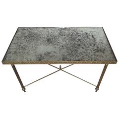 French Coffee Table with Distressed Mirror Top
