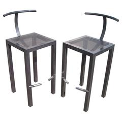 Antique Philippe Starck Pair of Bar Stools for Aleph Ubik, "Sarapis"