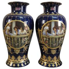 Art Nouveau Pottery Pair of Royal Limoges Vases, 1910 - 1920