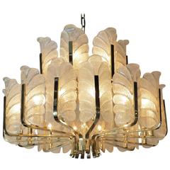 Large Carl Fagerlund Orrefors Acanthus Leaf Chandelier