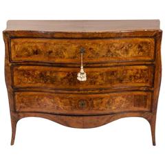Spectacular 18th Century Italian Fruitwood and Burl Wood Commode